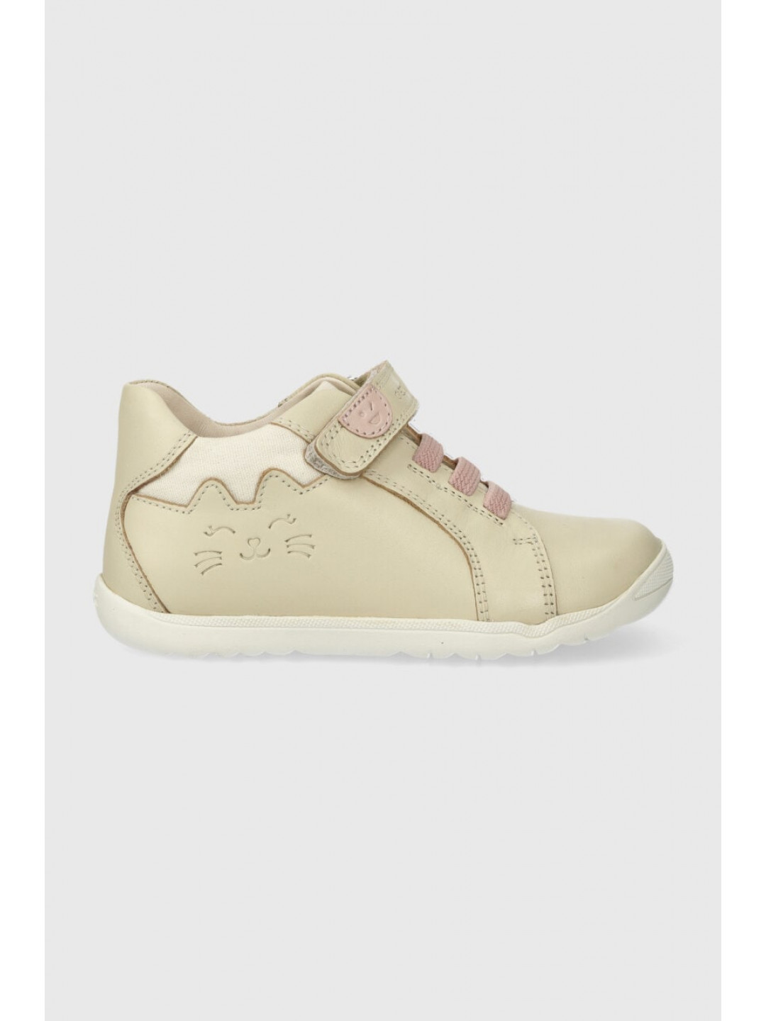 Dětské kožené sneakers boty Geox MACCHIA béžová barva